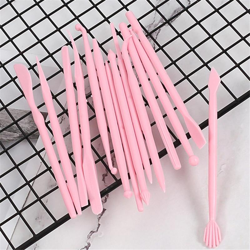 14pcs/set Food-grade Plastic Mini Fondant Flower Carving Tool Set Household Cooking Accessories
