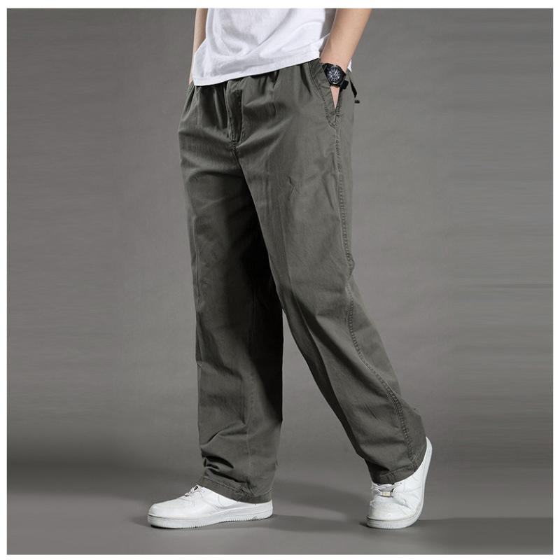 Letní tenké pánské ležérní kalhoty plus velikost pro tlusté volné kalhoty pro muže středního věku velká velikost čistá bavlna rovné elastický pas