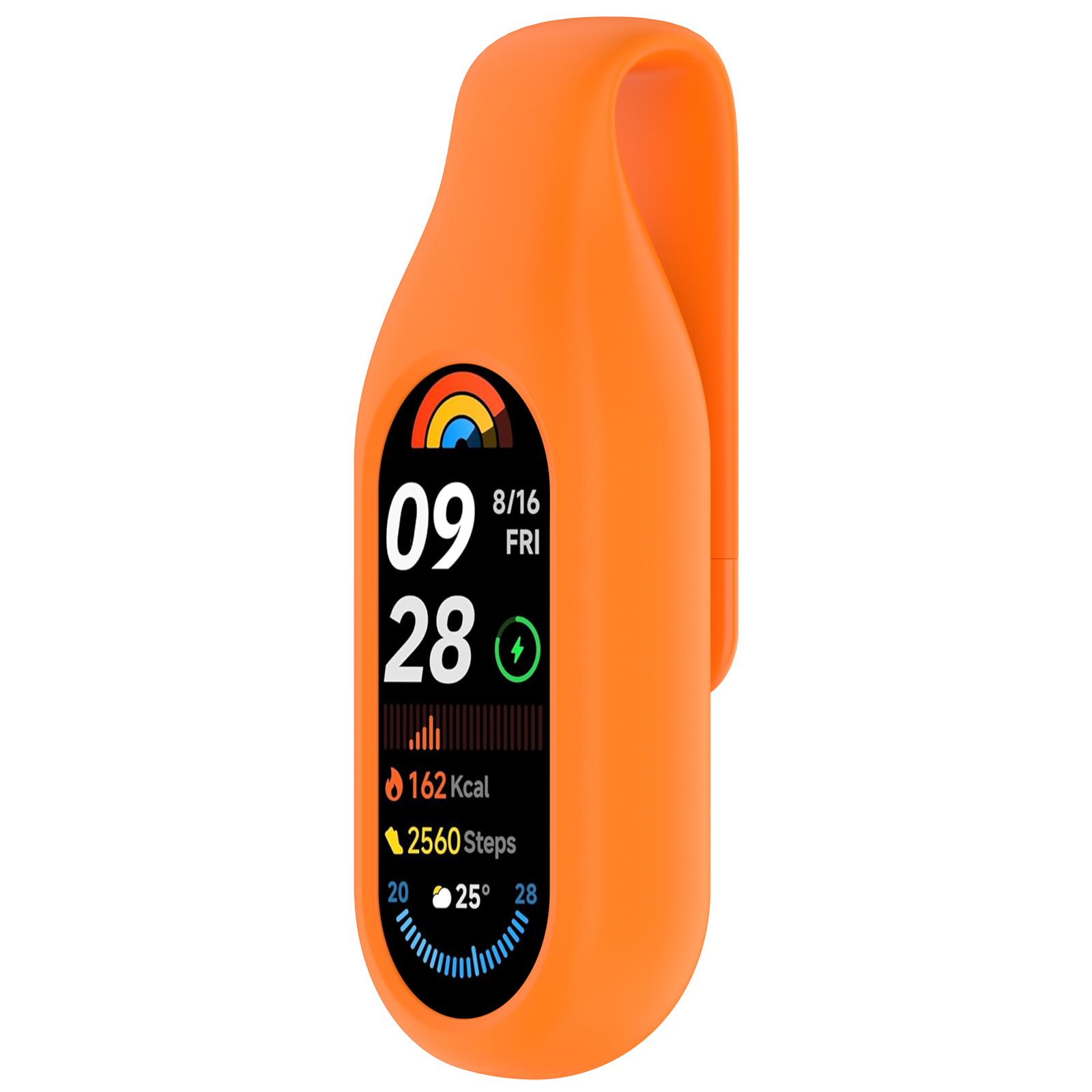 

For Xiaomi Smart Band 10/9/8 Clip Buckle Replacement Case Smart Watch Silicone Cover Storage Holder Orange
