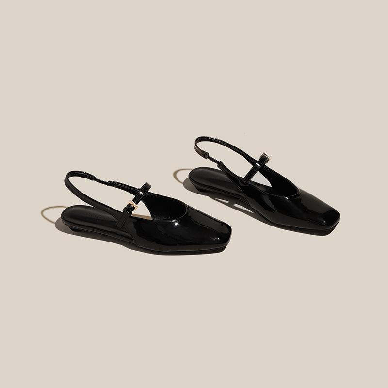 Xiaoxiangfeng Baotou Mary Jane Sandals Women's Commuting Versatile One-word Buckle Back Empty Flat Bottom Temperament Single Shoes