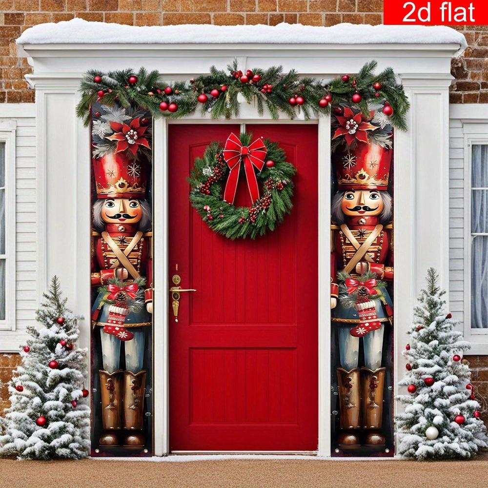 Merry Christmas Couplet Banner Nutcracker 1 Pair Polyester Indoor Outdoor Decor