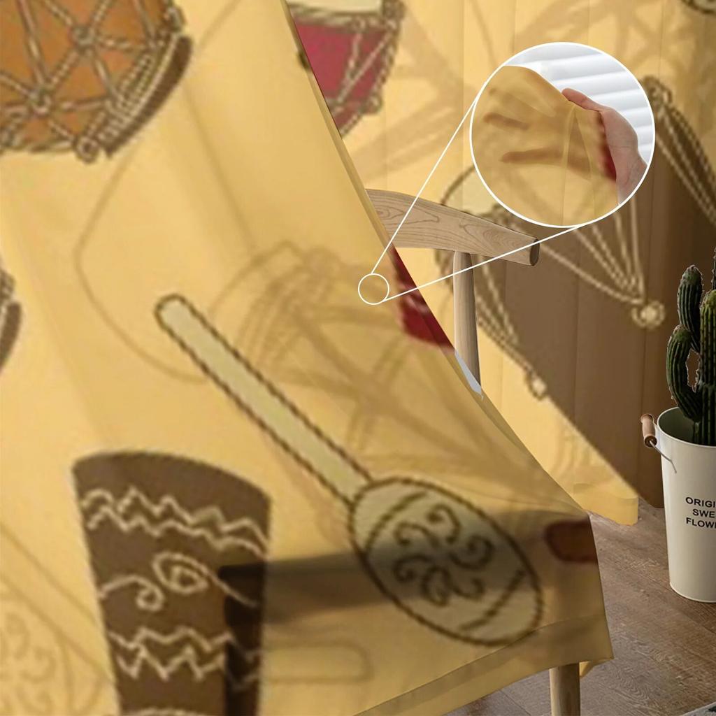 Afrikansk slagverk Lyxig chiffong skira gardiner för vardagsrum sovrum dekoration Fönster Voiles Tyll Gardin
