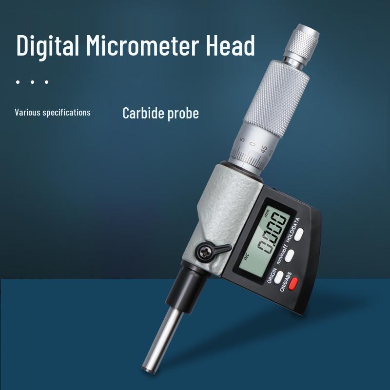 HEMUELE Digital Display Micrometer Head 0-25 Micrometer with Graduated Nut Measuring Tool New S Digital Micrometer Head (Graduated) 0-25mm