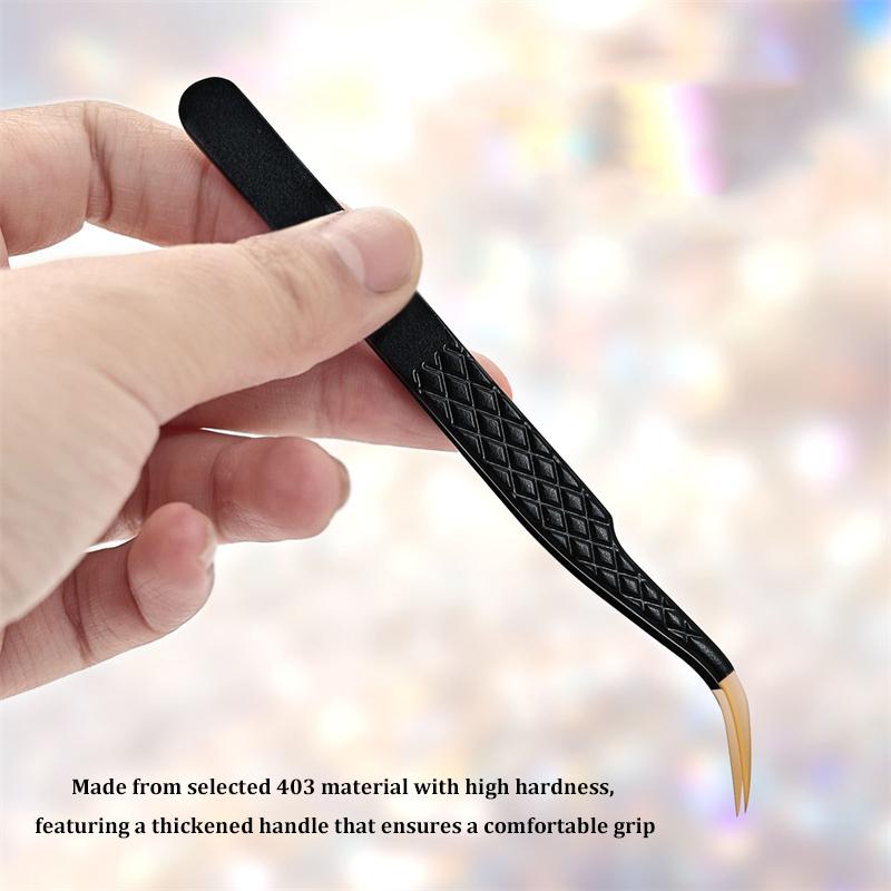 Black Makeup Eyelash Extension Tweezer Anti-Slip Stainless Steel Tweezer High Precision Clip For Eyebrow Woman Beauty Salon Tool