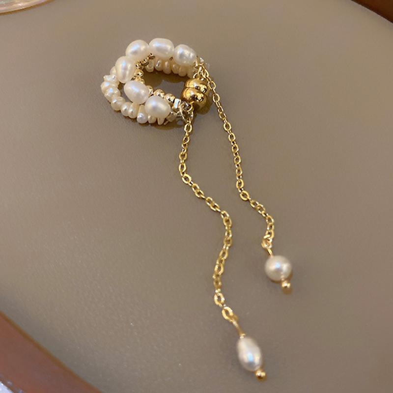 New Luxury Elegent Pearl Magnet Ear Clip Cuff Earrings for Women Linked Metal Magnet Clip Earrings Without Piercing Gifts