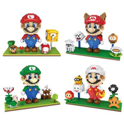 2025 Fliegende Super Bros Mario Block Mikro-Baustein Cartoon Anime Figuren Puppe Sammlermodell DIY Steine Spielzeug für Kinder