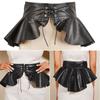 Elastic Corset Band Punk Leather Waistband Pleated Skirts Wide Belts Layered Swallow Cummerbunds