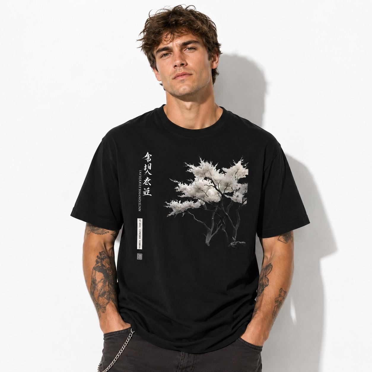 Japanese Cherry Blossom Tree T Shirt Minimalist Graphic Casual Crew Neck Tee XXXXL