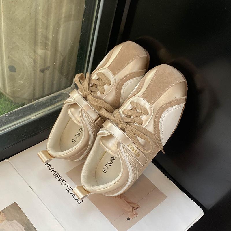 Lace-up Sports Forrest Gump Shoes Women's 2025 Autumn New Leather Fashion Niche Versatile Casual Moral Training Shoes Women