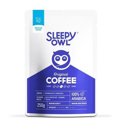 Kawa mielona Sleepy Owl Original | Kawa średnio mielona | Do dripa, Aeropressu, ekspresu domowego | Średnio palona | 100% Arabica | Świeżo palona | 250 g