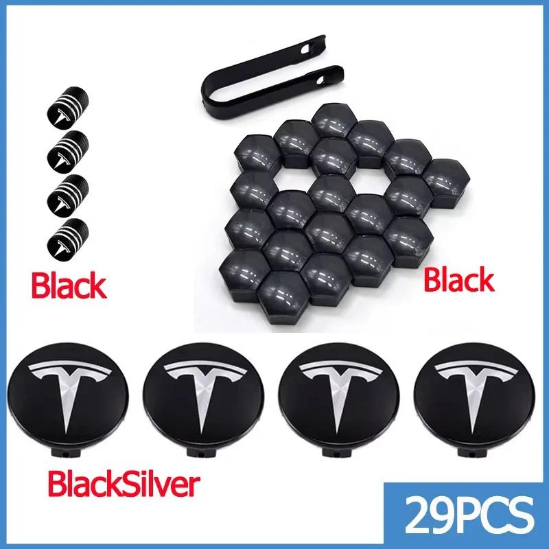 56mm Center Hub Caps for Tesla Model 3 Y S X Car Wheel Valve Cap Tire Lug Nut Protective Cover Exterior Decoration 25pcs / 29pcs