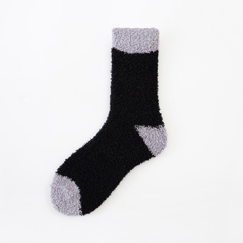 

5/10 Pairs Winter Coral Fleece Socks for Men Home Worn Warm Colour Blocked Mid Calf Socks Thickened Fleece Lined Floor Socks Comfortable 5 Pairs