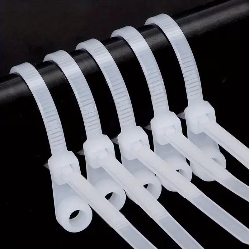 Fixed Head Nylon Screw Hole Cable Tie, Self-Locking Wire Bundle