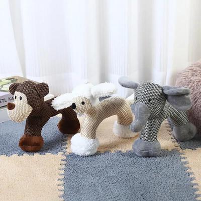 Plush Dog Chew Toy Squeaky Linen Stuffed Animals Interactive Puppy Teething Toy for Small And Medium Dogs Teeth Cleaning