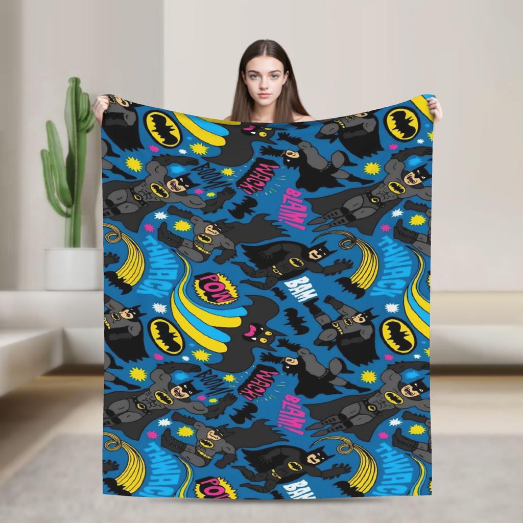 Batmans Graffiti Knitted Blankets Flannel Super Warm Throw Blanket for Bedroom Sofa Bed Rug