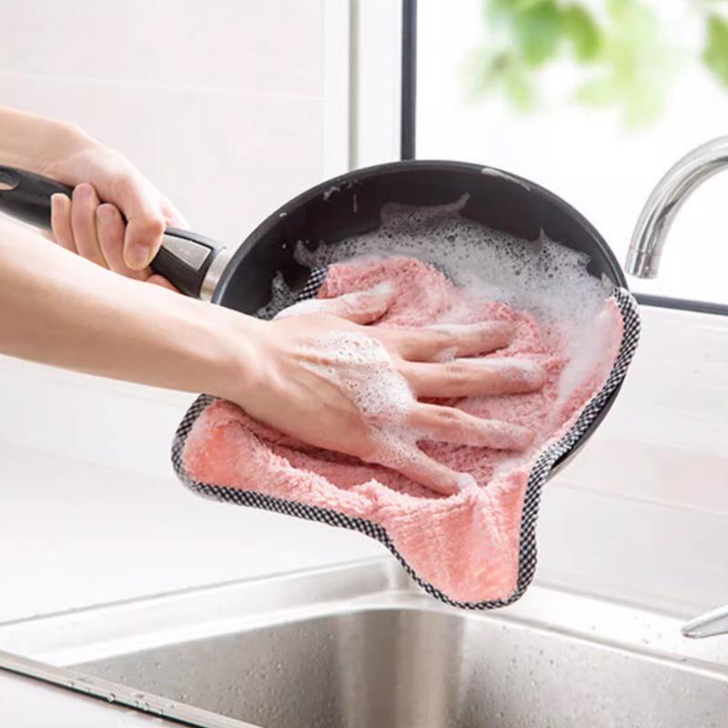 10 Pcs Microfiber Kitchen Dish Cloth Super Absorbent Cleaning Cloth Non-stick Oil Wipe Rags Household Cleaning Towels Tools