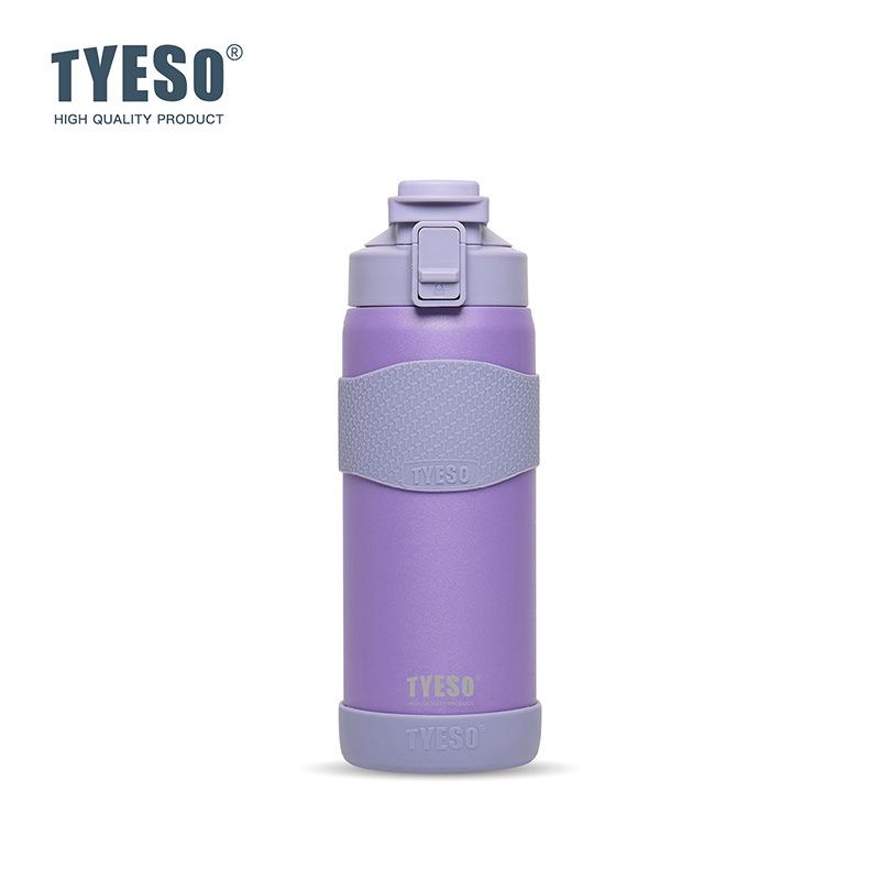 TYESO 750ML Double Wall Insulated Water Bottle Hot Leakproof 304 Stainless Steel Flask for Fitness Outdoor Daily Use Drink with non-slip pad