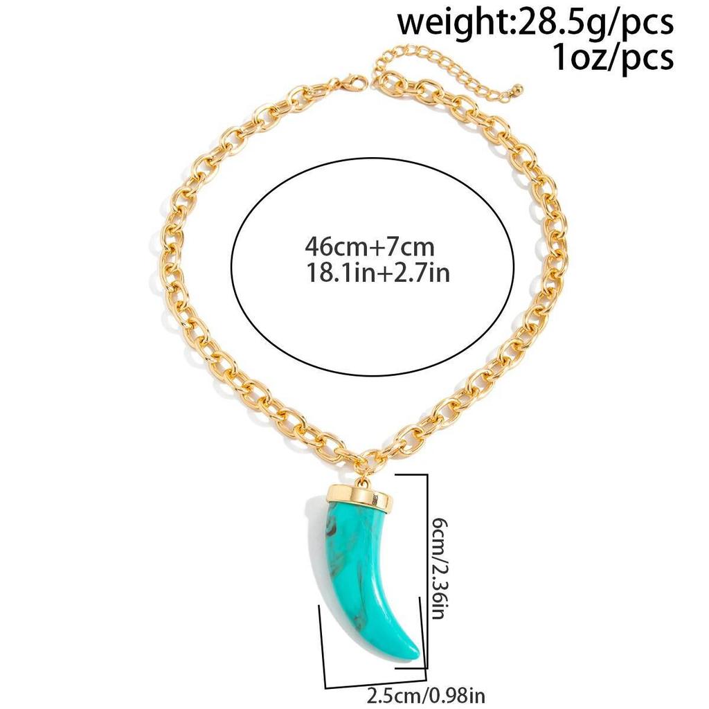 2026 New Trendy Imitation Of Cow Horns Acrylic Pendant Metal Necklace For Women Female DIY Chain Link Jewelry Birthday Party
