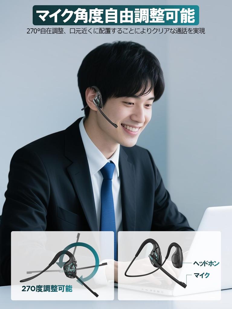 Earaku Open-Ear Call Headset J065 (ENC, Mute, Dual Pairing, USB-C, 11 h)
