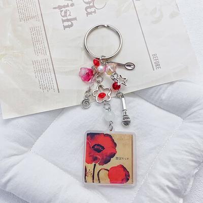 Simple Handmade Card Book Beaded Keychain Pendant For Women Girls Creative Backpack Decoration Accessories Gifts