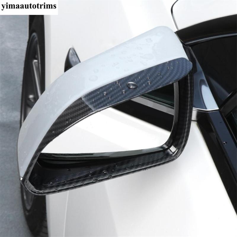 Side Rearview Mirror Cap Rain Shade Rainproof Eyebrow Cover Trim Chrome / Carbon Fiber Accessories For Tesla Model 3 2018 -