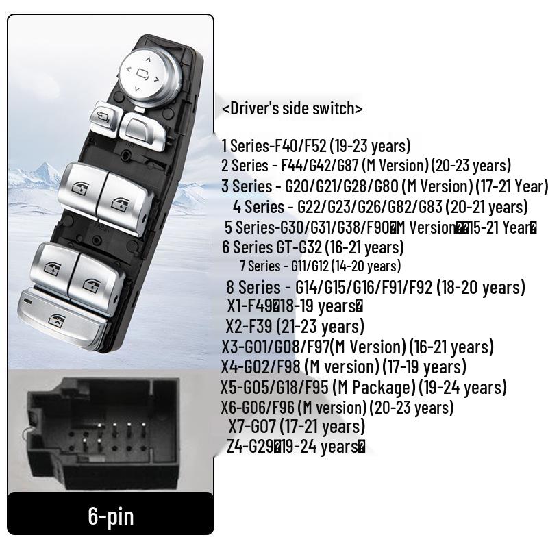 BMW 3/5/7 Series X3/X4 G30/G28 Window Lifter Switch Control Button