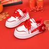 2025 Winter Girls' Red Non-Slip Sports Shoes - Versatile, Casual Board Shoes for Medium and Large Children