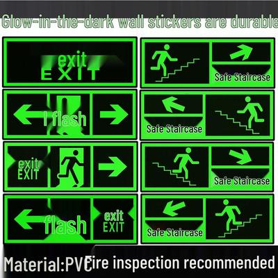 Autocollant Lumineux PVC Sortie de Secours & Sécurité Escalier
