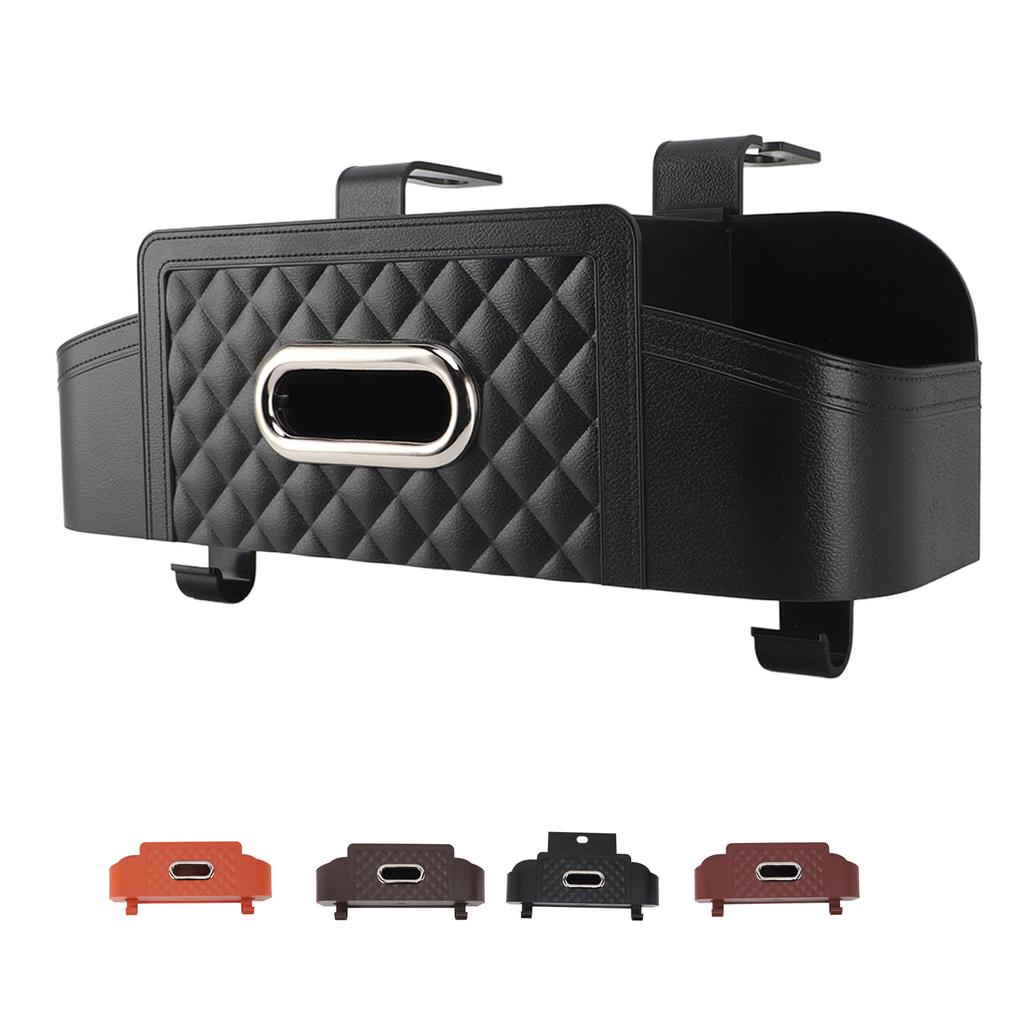 Car Back Seat Napkin Holder Car Back Seat Organizer Plastic Waterproof Stylish Hanging Installation with Cup Holder for Travel
