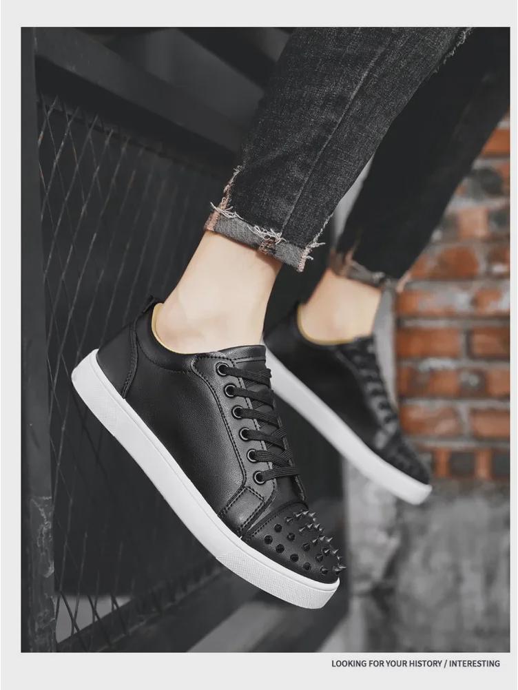 Men's 2025 Spring Trend Rivet Sneakers - Stylish, Niche, Low-Top Design.