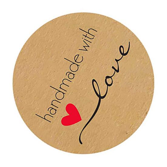 500Pcs Cartoon Handmade with Love Round Baking Sticker Self-adhesive Label Decor