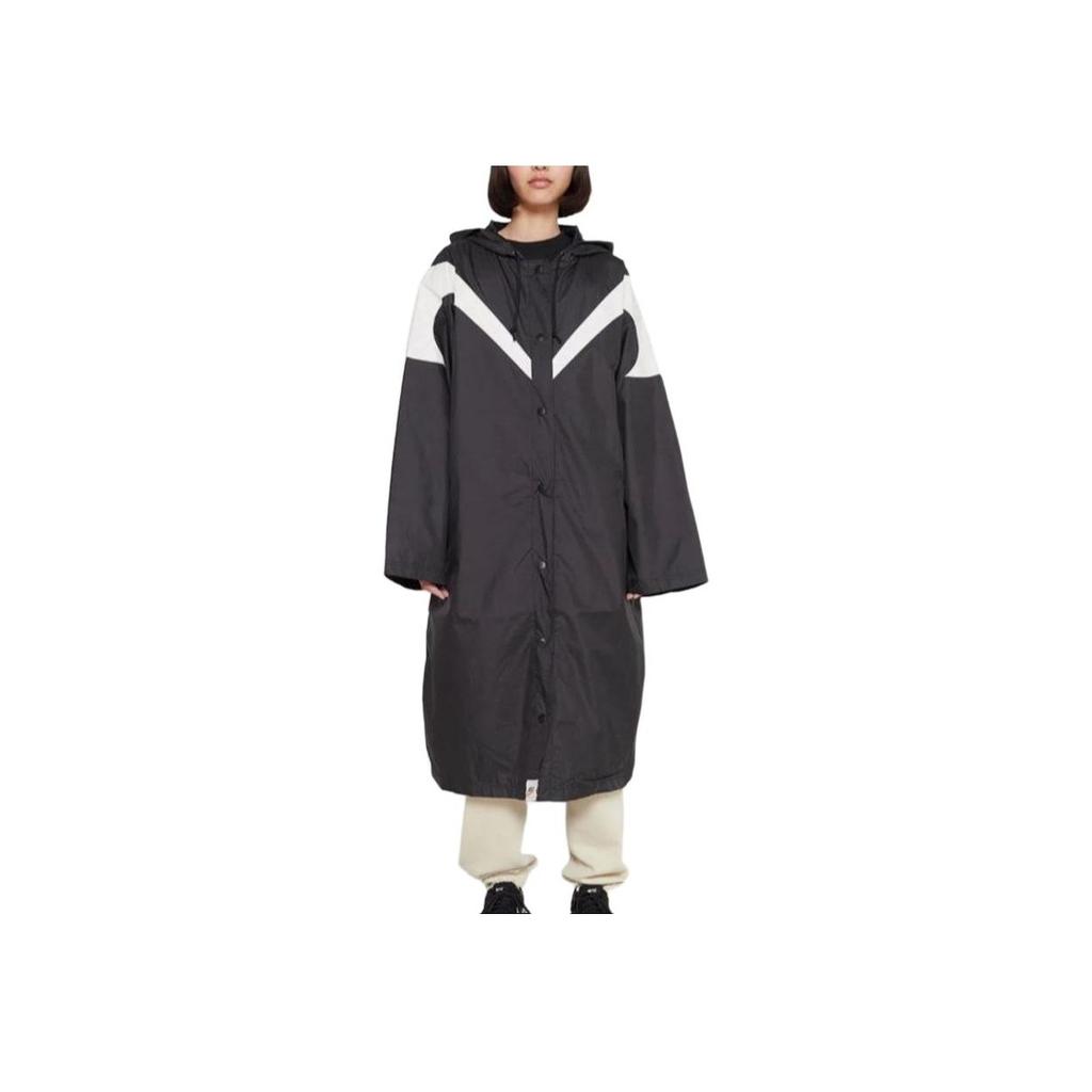 Nike Color Block Long Hooded Windbreaker Women Outerwear Black White DX9873-010