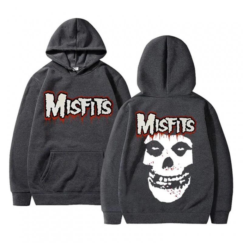 Horror Punk Misfits Skull Rock Print Hoodie