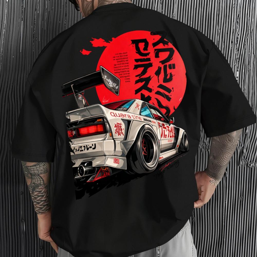 2026 Japanische Showa-Ära Rennsport-Leidenschaft Druck T-Shirt Cooles Oberteil Entworfen für Trendige Männer, Die Lieben