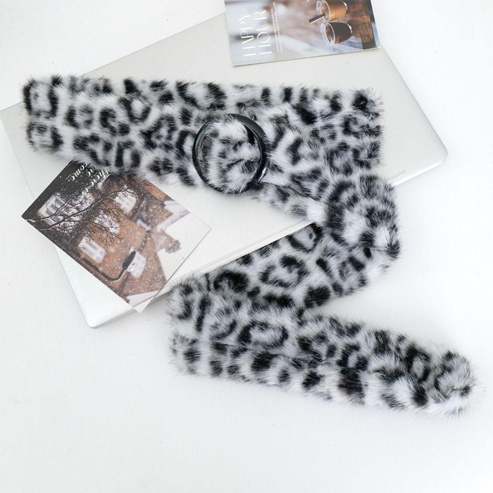 Furry Leopard Print Plush Belt Jeans Decor Jazz Dance Costumes Accessory  Ladies