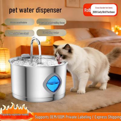 Fuente de Agua Inteligente para Mascotas de Acero Inoxidable 304 con Circulación y Filtración Automática para Gatos