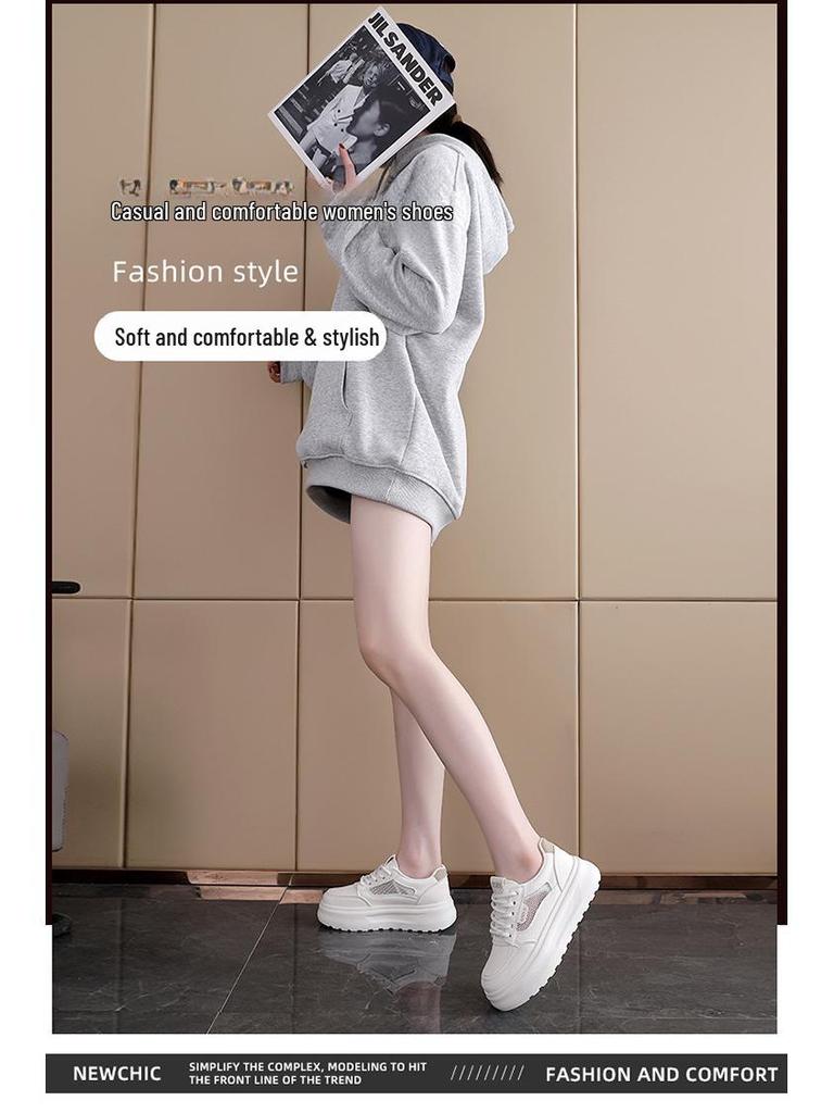 Sommer 2025 Weiße Plateau-Sneakers - Koreanische Version für Studentinnen