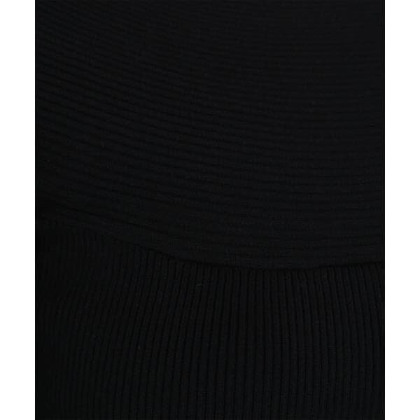 Natural Beauty Basic Decollete Rib Knit Deep Blue Women's Sweater,