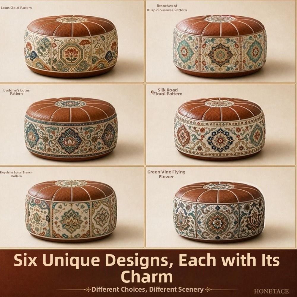 Boho-Muster Hocker-Pouf PU-Leder Aufbewahrungshocker Neue Aufbewahrungsbank für das Wohnzimmer