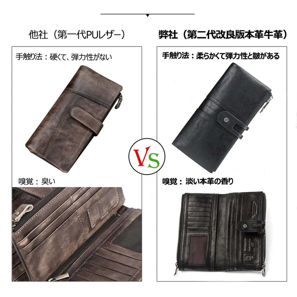 Langes, aus Rindsleder gefertigtes, verbessertes Original, fasst 14 Fächer, rund, bewährtes, patentiertes Geschenk, Originalprodukt [Gofelt], Geldbörse, Herrengeldbörse, Japan,