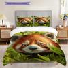 Set Copripiumino Trapuntato con Fantasia Panda Rosso Federa Decorazione per la Casa Regalo di Compleanno (1 * copripiumino + 2 * federa, senza nucleo)