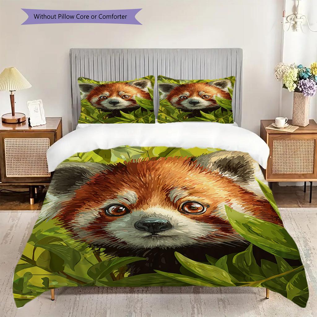 Set Copripiumino Trapuntato con Fantasia Panda Rosso Federa Decorazione per la Casa Regalo di Compleanno (1 * copripiumino + 2 * federa, senza nucleo)