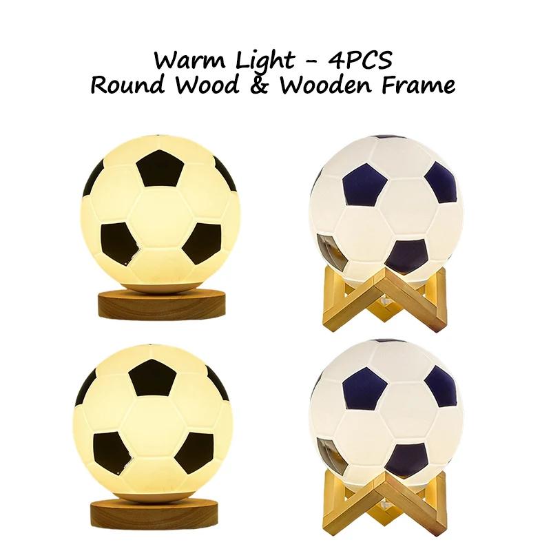 LED-fotbollsnattlampa massivt trä glas litet bordsljus Fjärrkontroll Dimning vid sängkanten sovrum Studiedekoration nattlampa