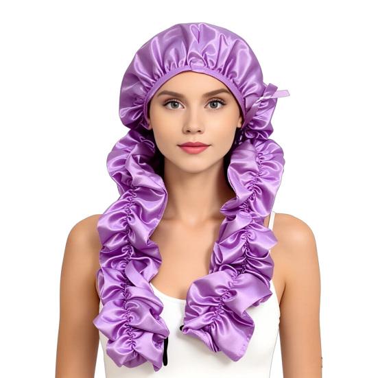 Hair Curling Hat Smooth Satin Soft Breathable Fabric Braids Twists Hat Curling Hat Women Sleeping Long Hair Cap