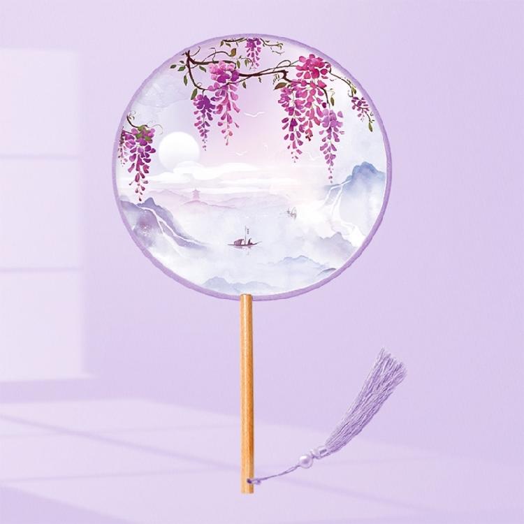 Handhelds Chinese Fan Ancient with Pendant Chinese Inks Painting Fan
