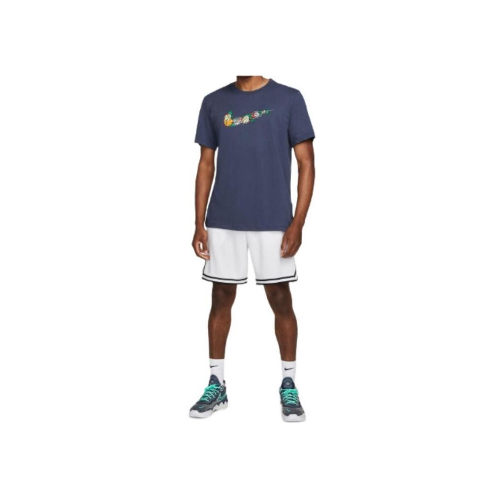 Nike Floral Large Logo Casual Sport Crew Neck Short Sleeve T-Shirt Men Tops Lightning-Blue DV1215-437