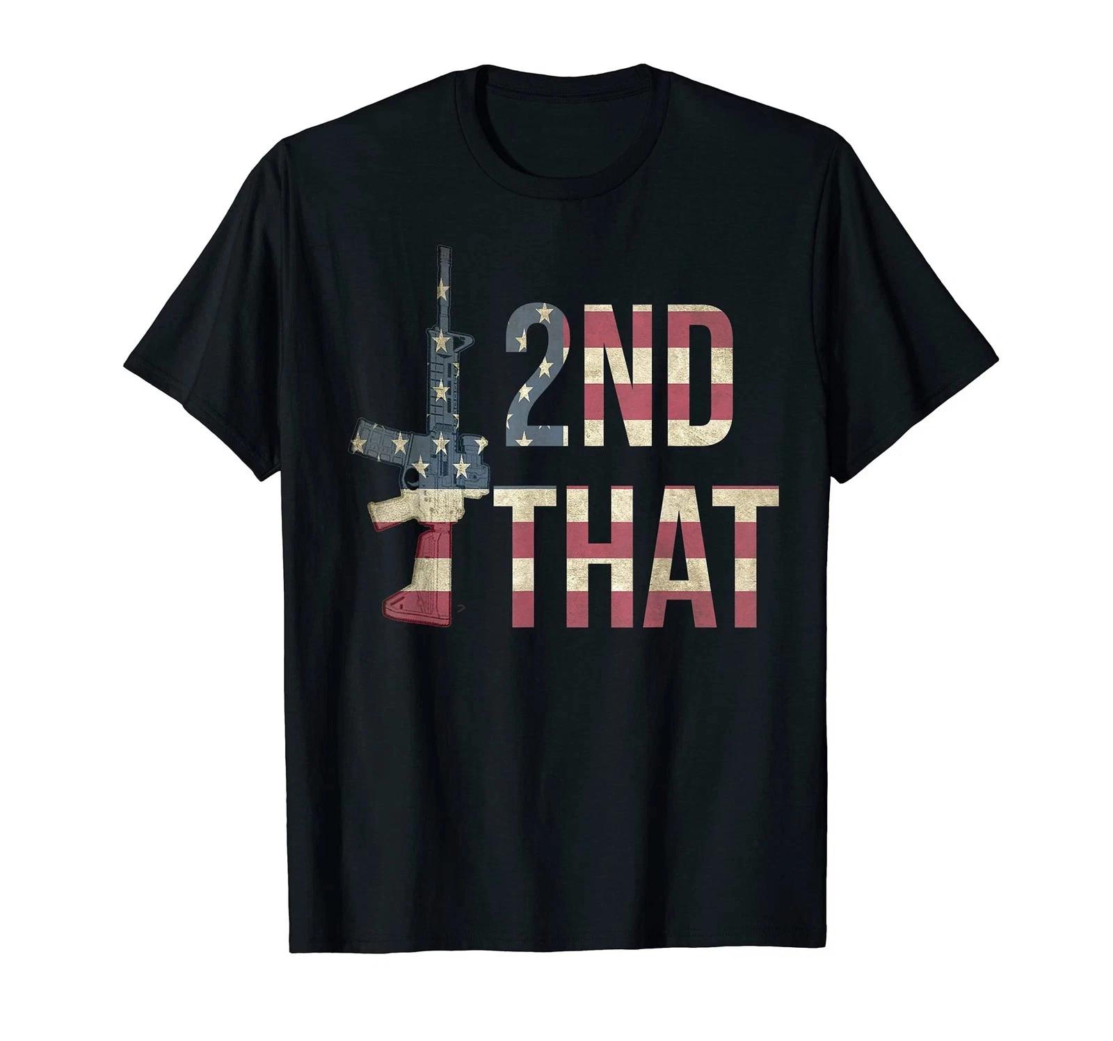 USA Flag Patriotic Pro Gun AR-15 I 2nd That Second Amendment T-Shirt 2XL