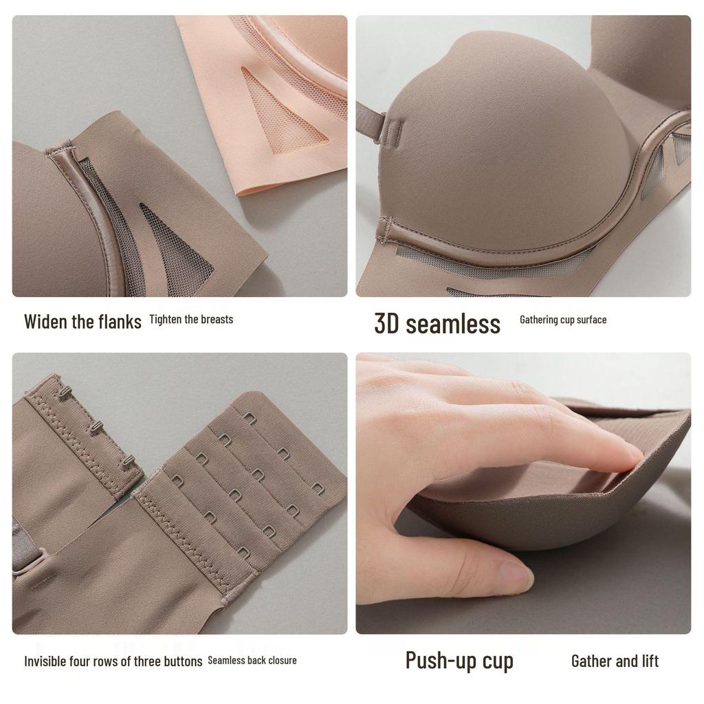 Petal Red Seamless Strapless Push-Up Bra - Anti-Sag, Breathable, Thin, Enhances Small Chest  
