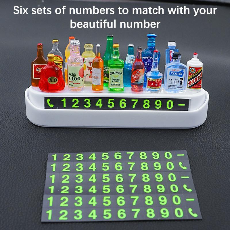 Car Temporary Parking Plate With 15 Random Wine Bottles DIY Car Moving Phone Number Plate Creative Moving Parking Number License