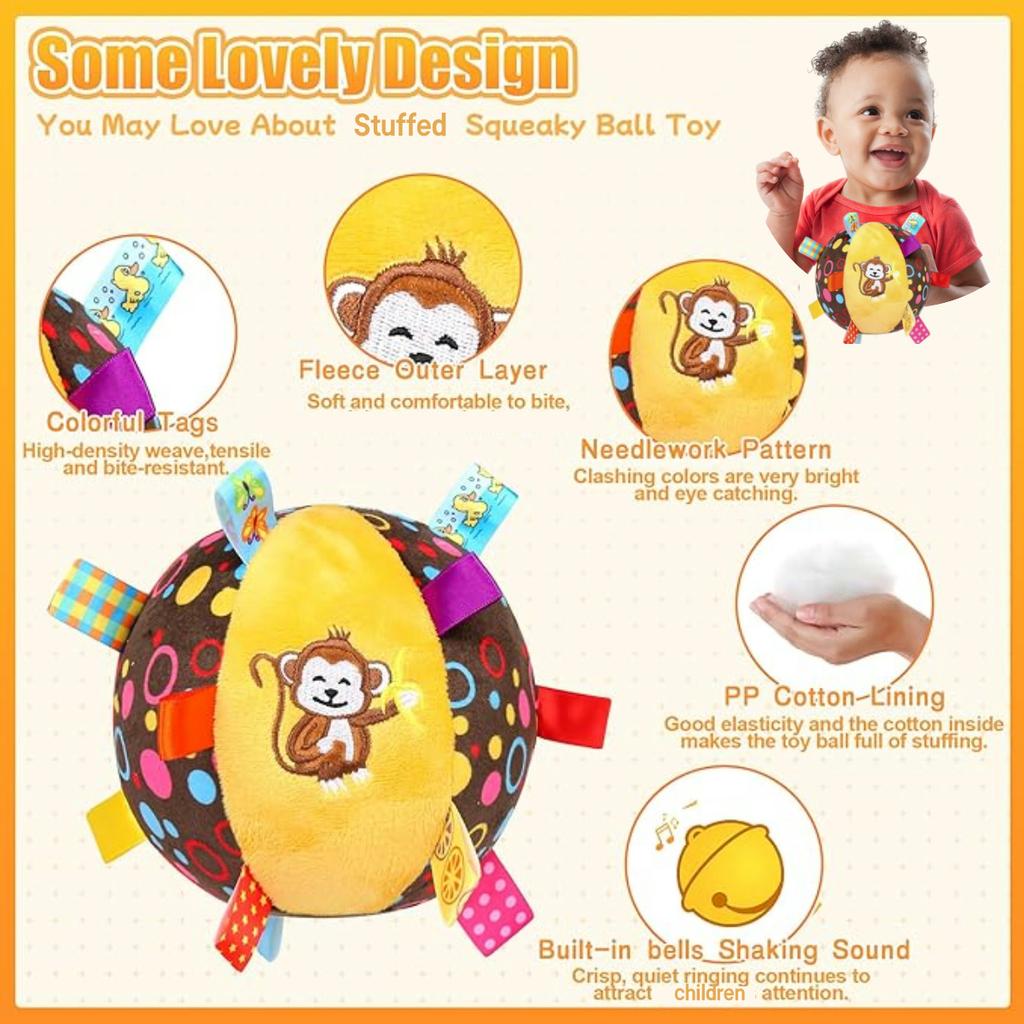 Sensory Ball Baby Toy, Musical Plush Soccer Ball for Toddler,Learning Sensory Interactive Stuffer toy,birthday gift